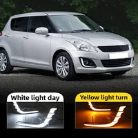 1 par de luces LED DRL para coche, luces de circulación diurna con señal de giro amarilla, cubierta de lámpara antiniebla para Suzuki Swift 2014 2015 2016