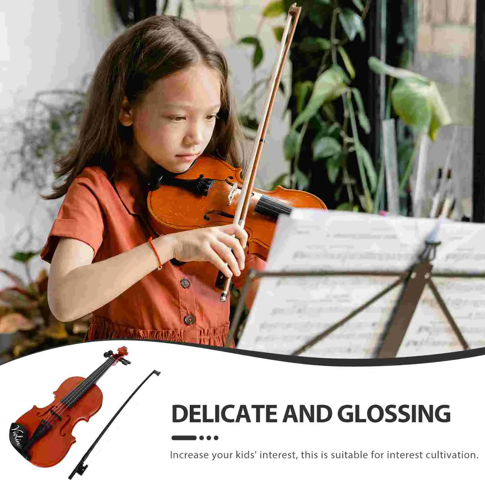 Violin Simulated Desktop Decor Small Musical Toy Stringed Instrument Realistic Ornament Brown Enlightenment Child