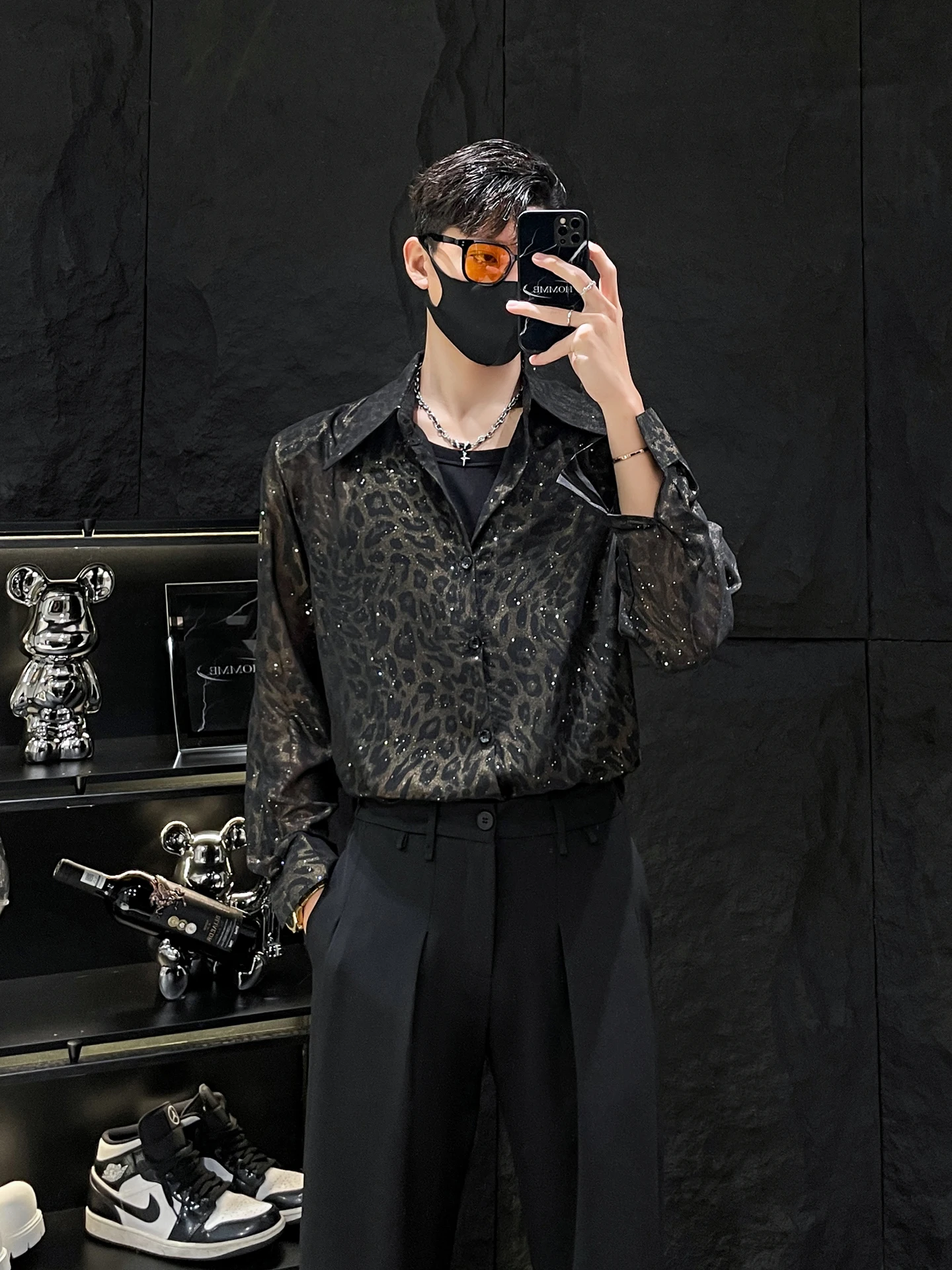 

Длинная мужская прозрачная тонкая подушечка с леопардовым принтом в стиле ретро, прочная молодежная летняя дышащая подушечка с плечами