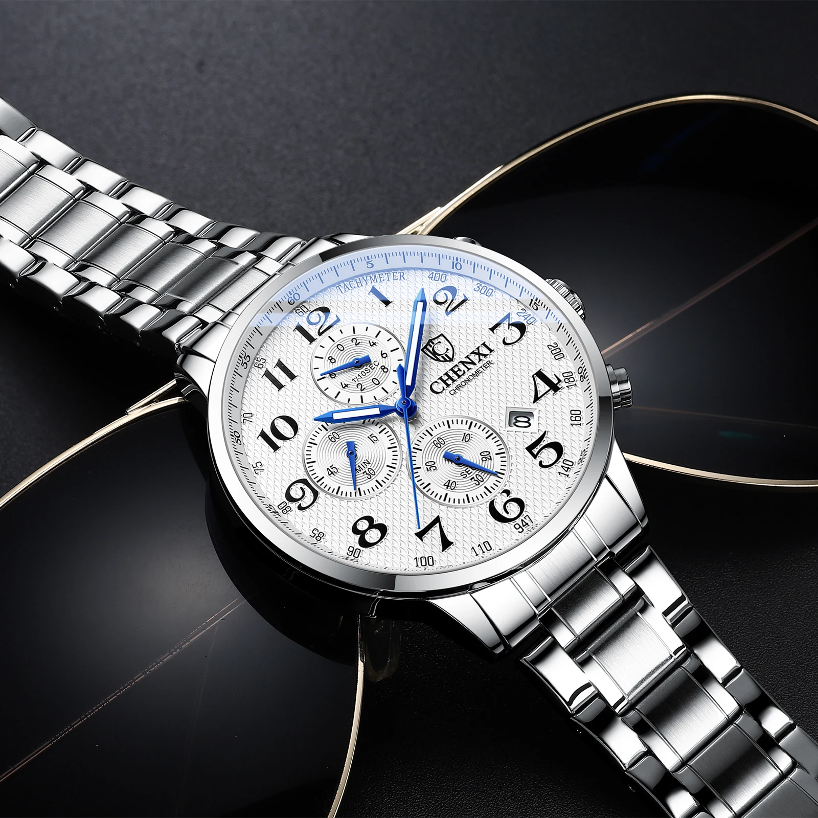 Watches For Men CHENXI Brand High Quality Waterproof Quartz Chronograph Watch Luminous Calendar Stainless Steel Wristwatch