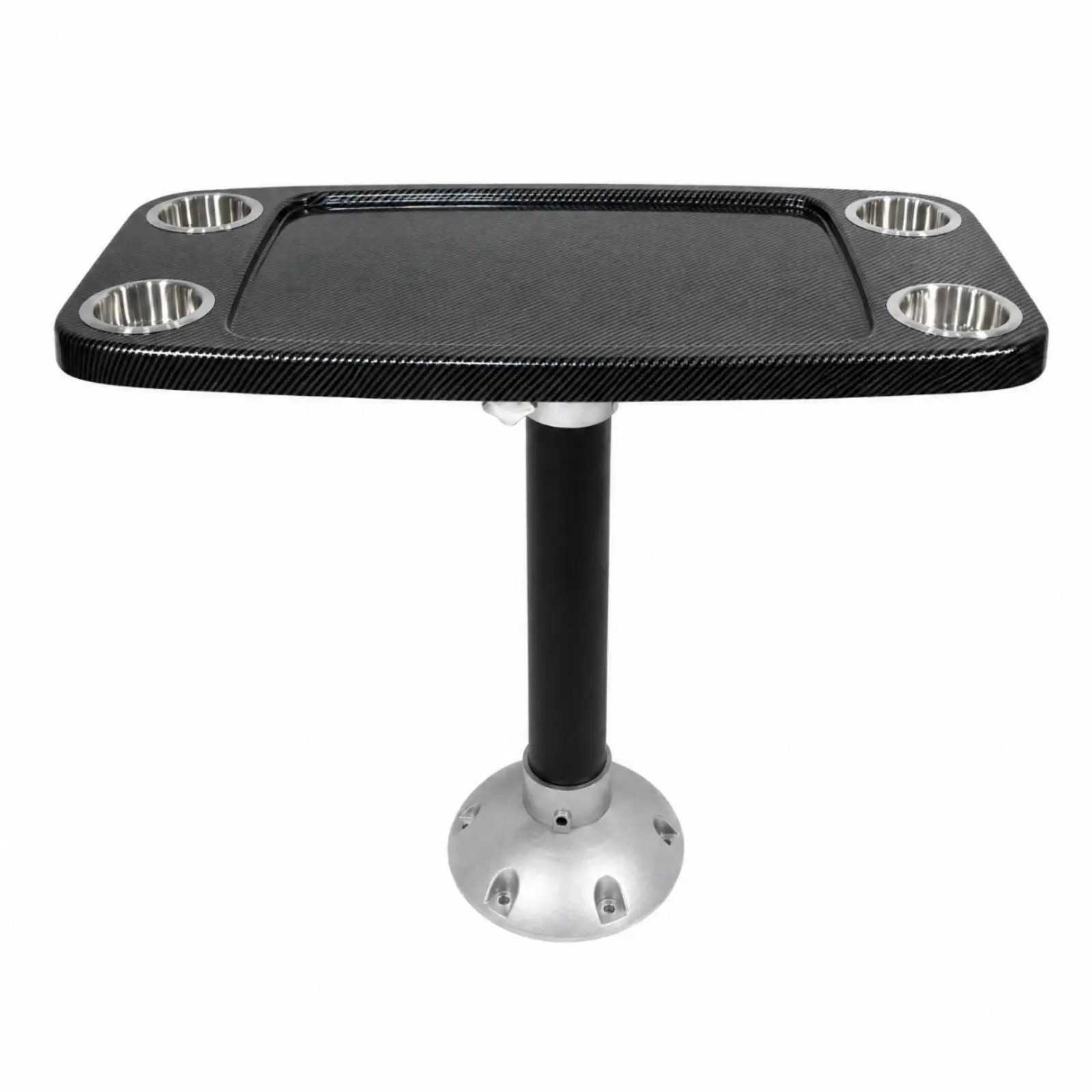 Compact Square Table for RV and Boat Use with 4 Built-in Cup Holders and Stable Base