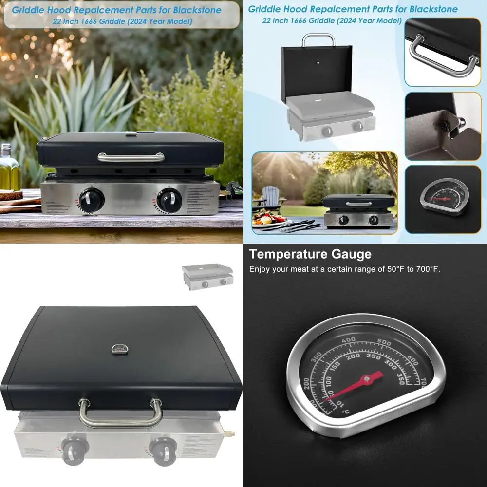 

Upgraded Hinged Lid for 22 Inch Omnivore Griddles, Flat Top Hard Cover for Tabletop Griddle Hood