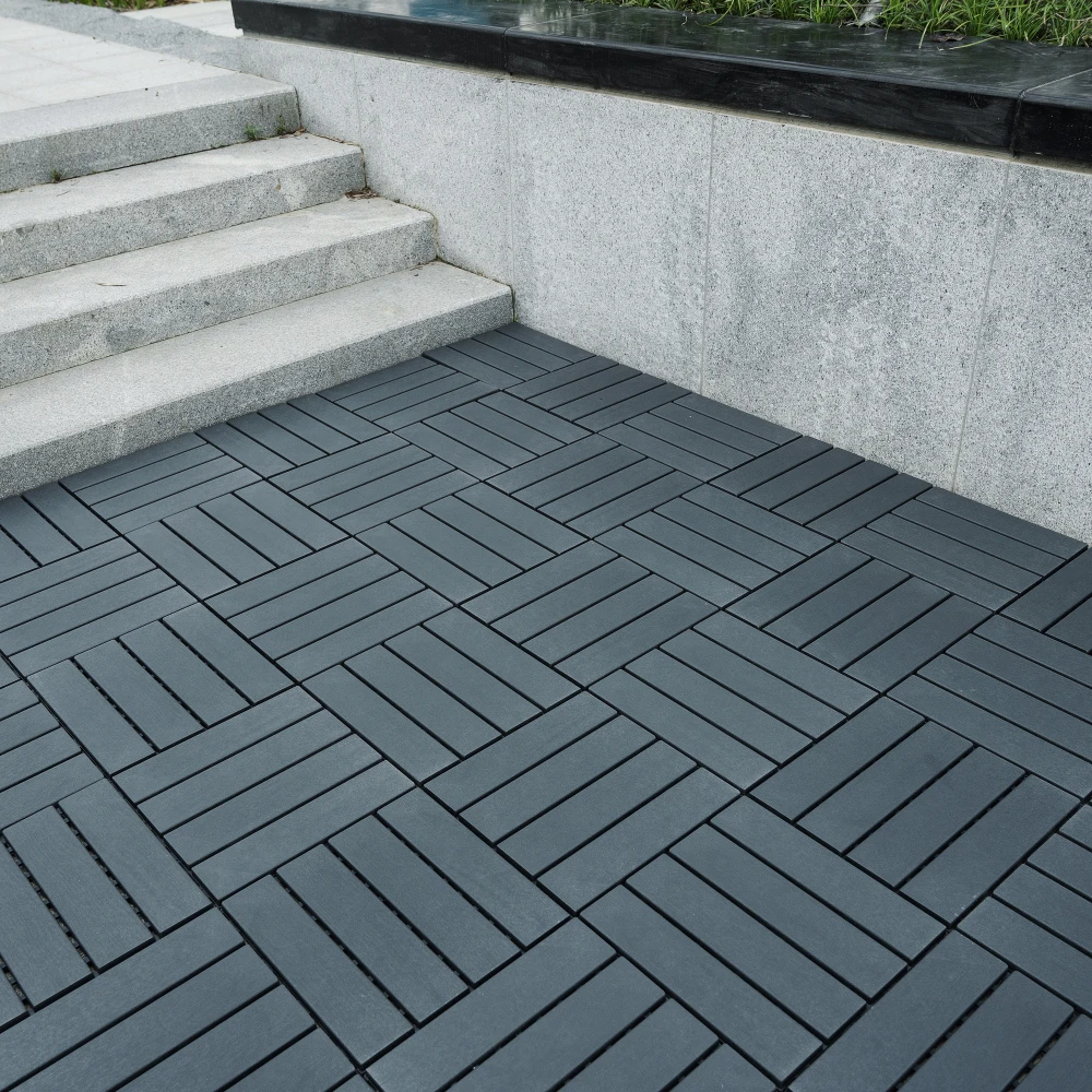 Plastic Interlocking Deck Tiles 44 Pack 12"x12" Waterproof Outdoor Patio Poolside GRAY