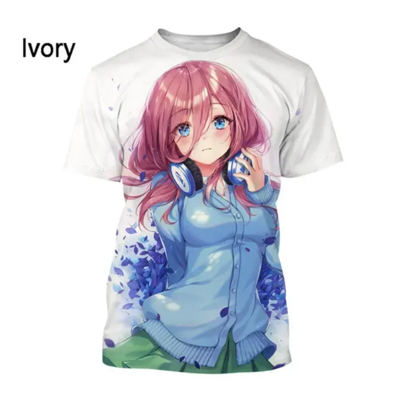 Fashion Men Clothing Anime The Quintessential Quintuplets Nakano Miku 3D Print T-shirt Harajuku Street Unisex Oversized T Shirt