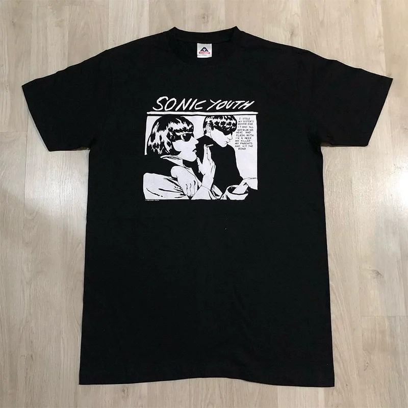 Sonic Youth Punk-Style Band Short-Sleeved Men's Hip-Hop Rap Vintage T-Shirt Streetwear Classic Fit Graphic Tee.heavyweight cotton, pre shrunk tee, butterysoft, graphic print crew neck、 gift for menwomen, wash resistant print                              .