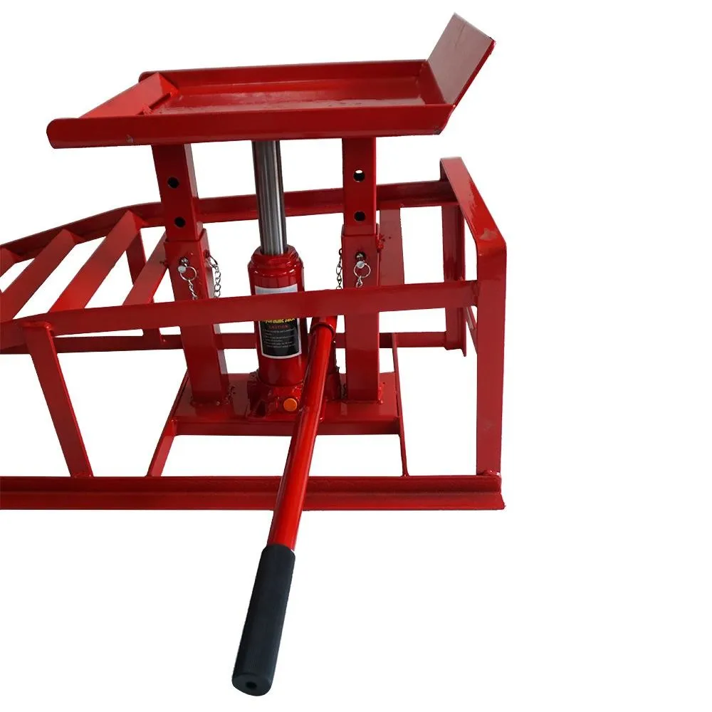 Servis Truk Mobil Otomatis Ramp Lift Rangka Perbaikan Hidraulik Tugas Berat Merah