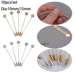 10pcs Gold & Silver Plated Simulated Pearl Alloy Copper Long Brooch Pin DIY Lapel Dress Jewelry Making Brooches Base Accessories