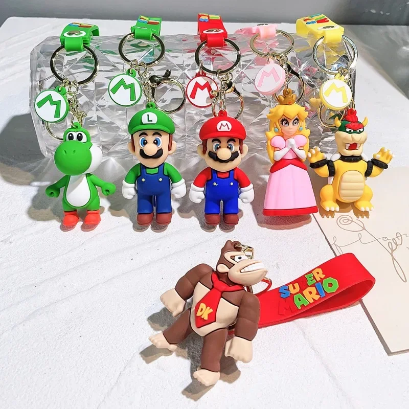 Super Mario Key Circle Cartoon Keychain Red Key Pendant Cute Doll Car Key Chain for Students Childrens Holiday Party Fine Gifts