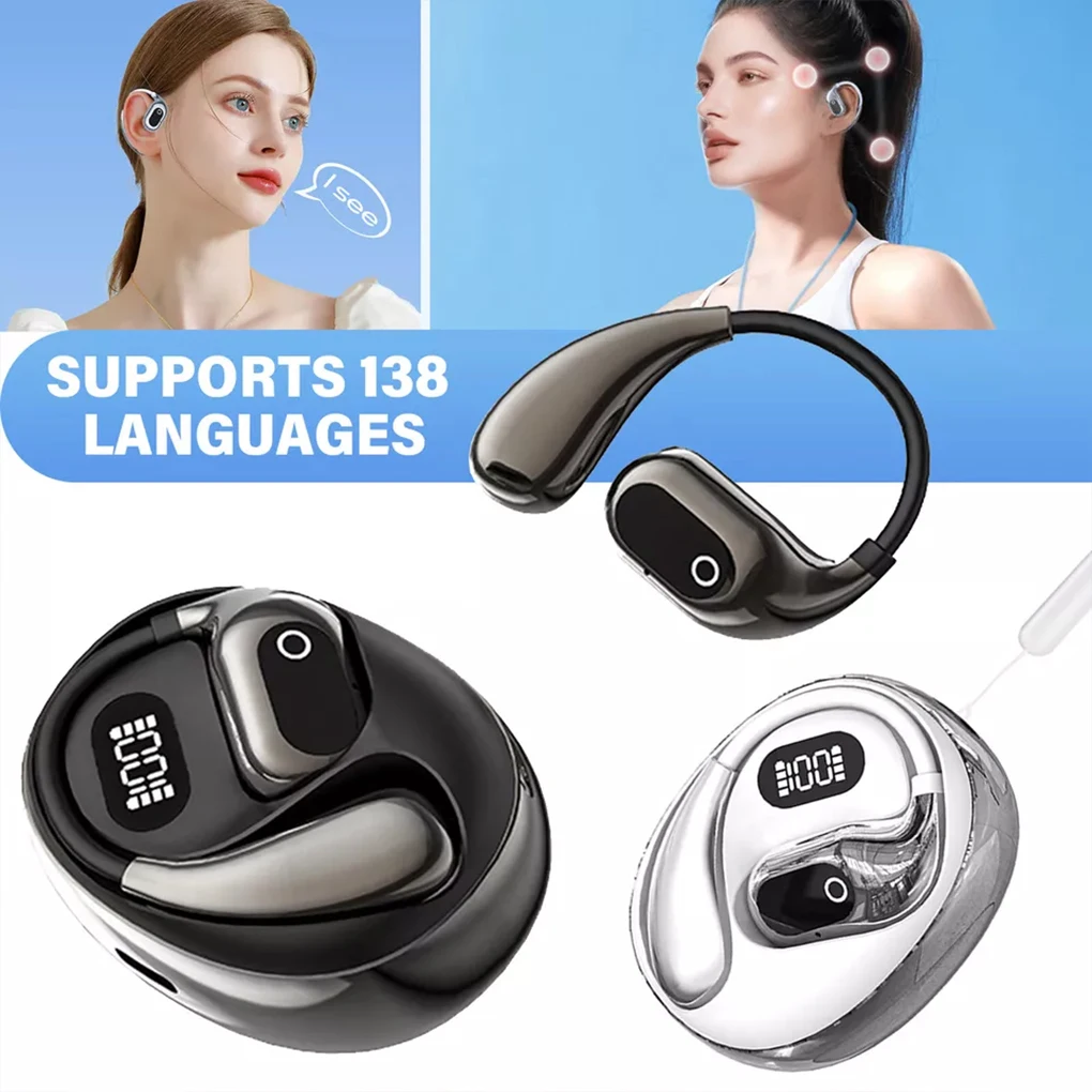 Bluetooth Earphone With Accurate Translation Capability Even During In-tense Activities Like black