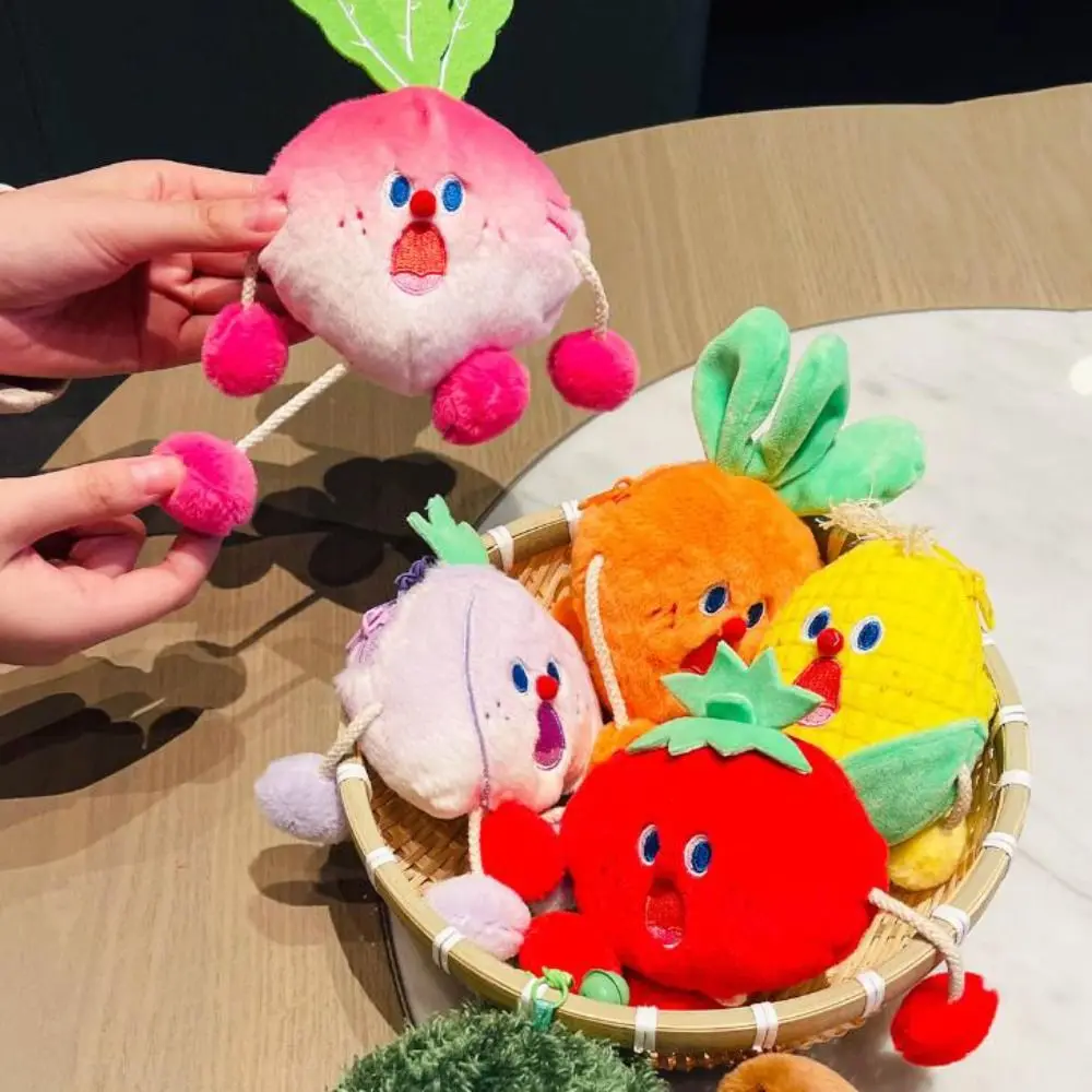 Scream Expression Vegetable Plush Coin Purse Cartoon Colorful Vegetable Plush Earphone Bag Soft Fun Plush Vegetable Corn Bag