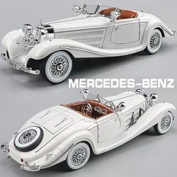 New 1:24 Mercedes-Benz 500K Retro Classic Car Alloy Car Model Sound and Light Pull Back Childrens Toy Collectibles Birthday Gift