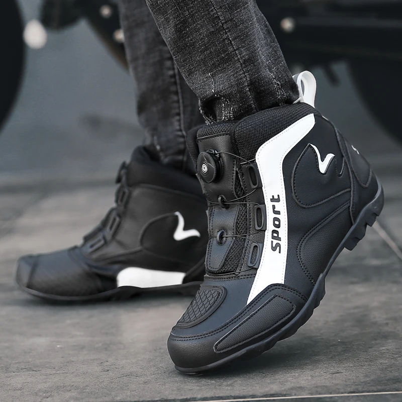 

Motorcycle protective riding boots unisex new four seasons anti slip hight top off-road equipment breathable casual cycling shoe