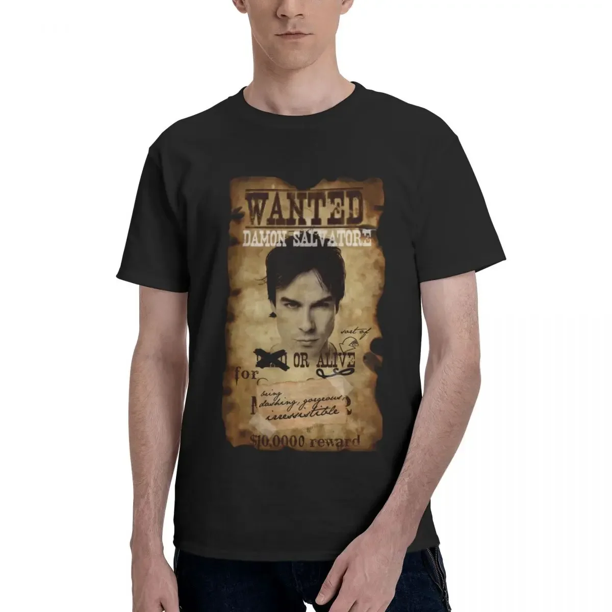 Damon Salvatore The Vampire Diaries Oversized Graphic T Shirt Customized Men Women Man Tee Tshirt Short Sleeve Tops