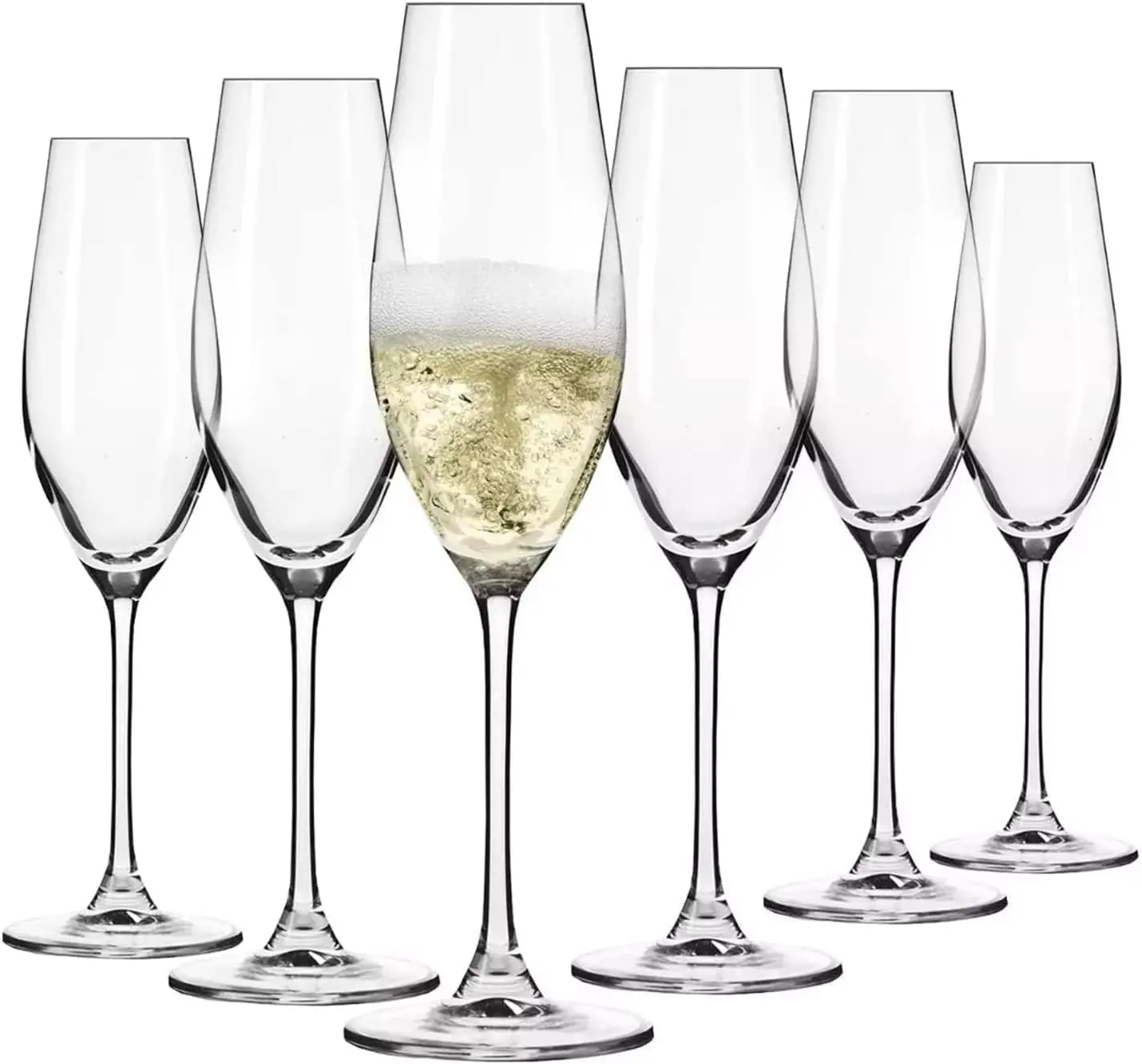 

Champagne Flutes, Set of 6, 7.1 oz, Lead-Free Glass, Dishwasher Safe, Splendor Collection, for Champagne & Prosecco