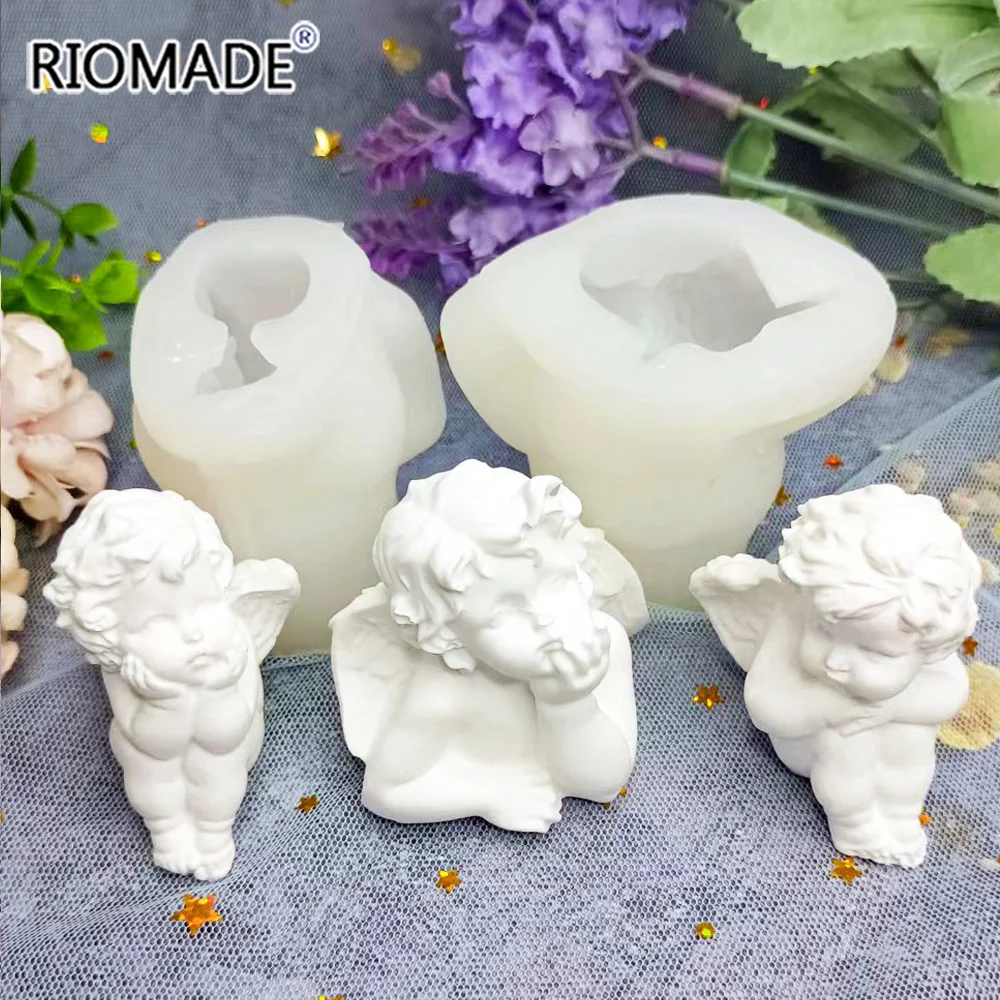 Cute Creative Angel Candles Mould Aromatic Resin Baking Appliance Cake Decoration Cupid Gypsum Chocolate Diy Silicone Mold