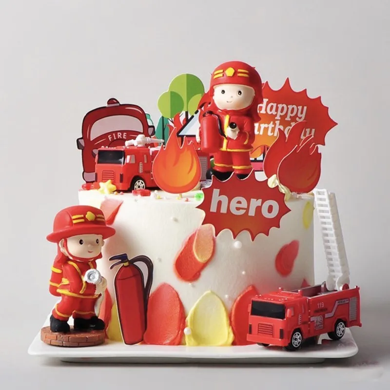 Fire Truck Cake topper Fireman Cake Topper Firetruck Birthday Decorations for Fireman Fire Trucks Cake Decoration Supplies