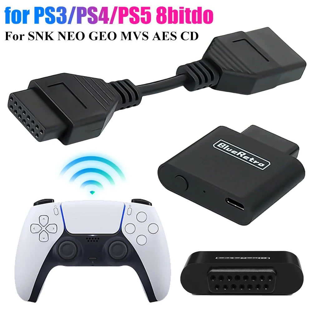 Adaptador de controladores de jogo sem fio bluetooth para 8bitdo ps3/ps4/ps5 para switch xbox compatível para snk neo geo mvs aes cd