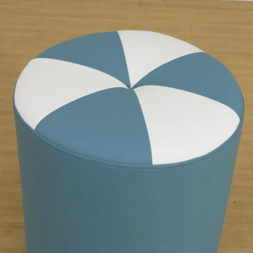 مقعد عثماني من الجلد الأزرق الفاخر بإطار خشبي فاخر إسفنجة عالية المرونة للاستخدام المنزلي وغرفة المعيشة وغرفة الطعام والحمام #4