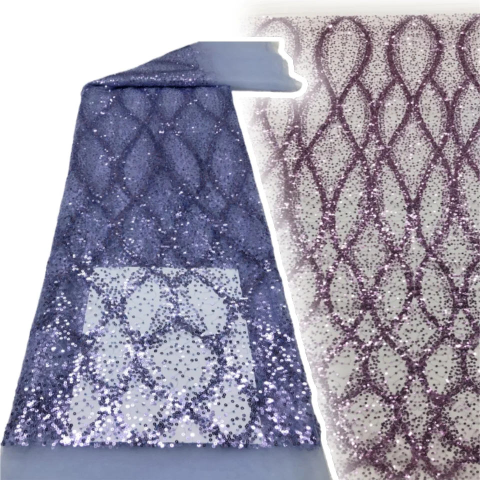 

African Mesh Sequins Lace Fabric 2025 New Nigerian French Tulle Beads Net Lace Fabrics for Woman Wedding Party Dresses CC1132
