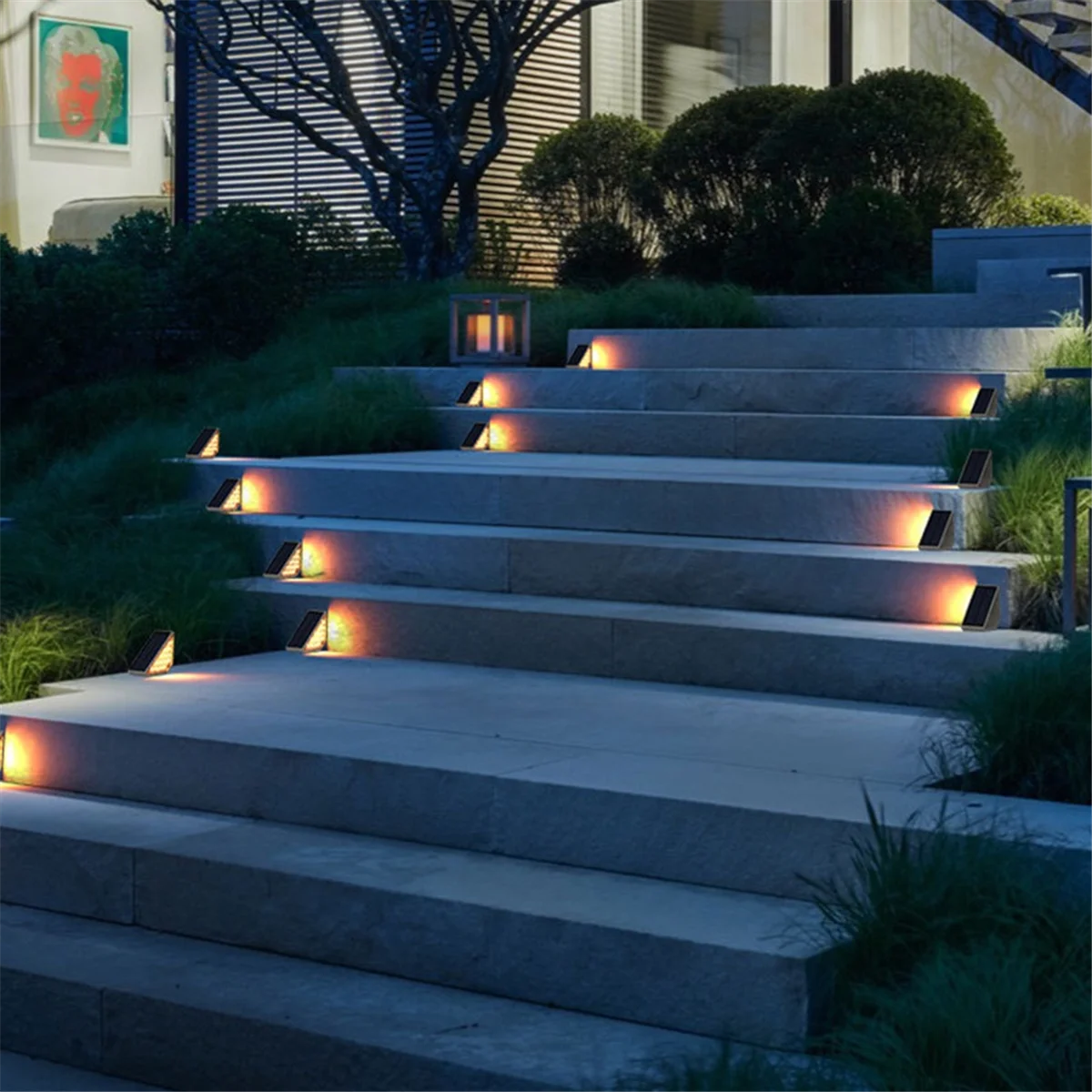 6Pack Solar Step Lights for Outside Waterproof, Outdoor Deck Steps Lights, Triangle Solar Stair Lights for Front