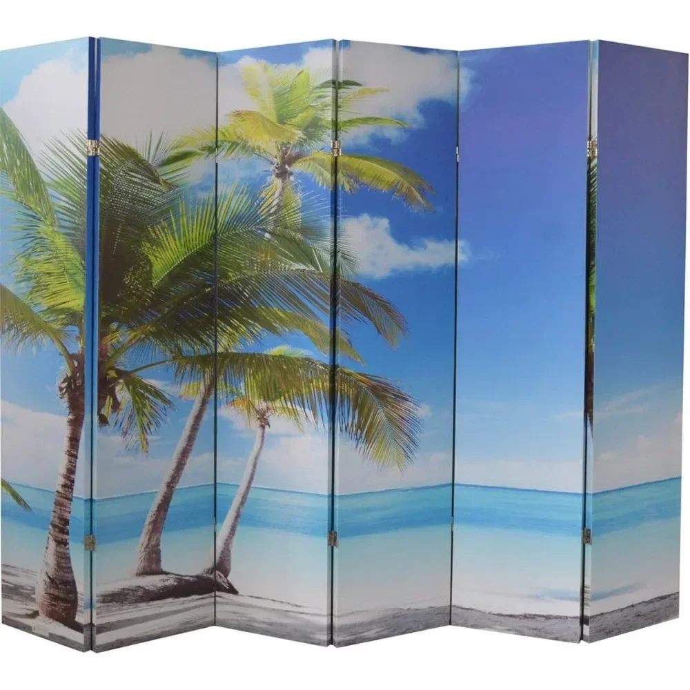 

6-Panel Canvas Room Screen Divider Double Sided Digital Print Virgin Islands Beach Design,Home Decor Room Dividers