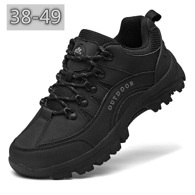 Stivali da trekking neri di grandi dimensioni 38-49 da uomo scarpe da trekking da uomo antiscivolo all\'aperto scarpe da arrampicata stringate da