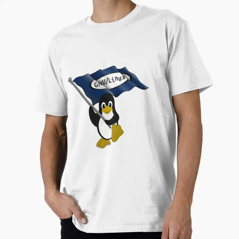 تي شيرت Tux GNU Linux Flag Penguin هدية مضحكة لمطور ملابس مهندس البرمجيات 100% قطن مطبوع تي شيرت كبير الحجم #2