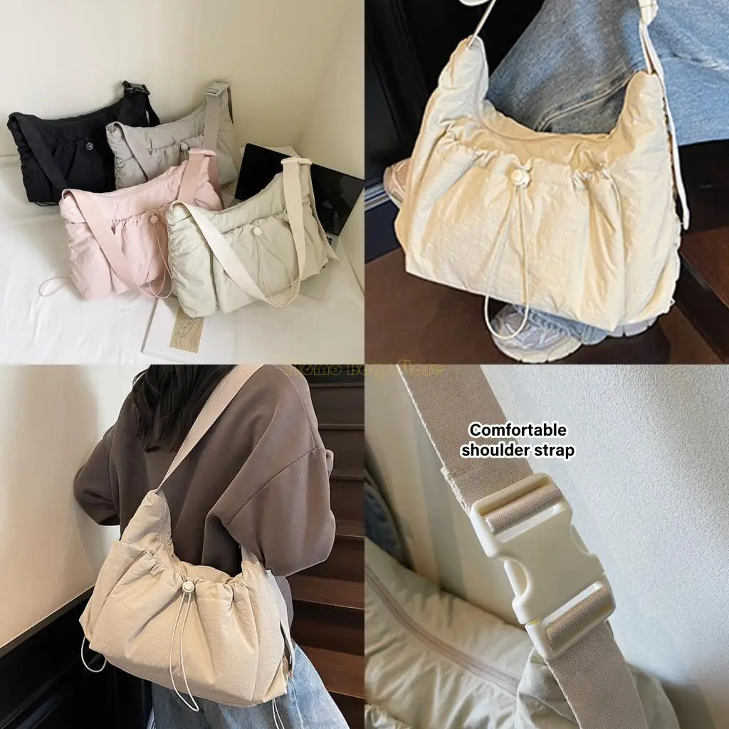 

X90D Women Bag Korean Styles Crossbody Bag Drawstring Shoulder Bag Canvas Bag Student School Bag for Travel Daily