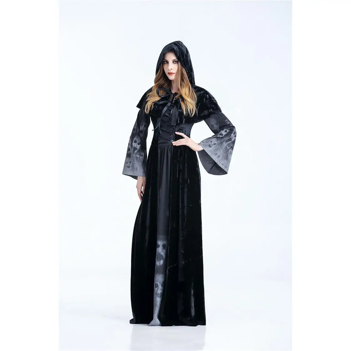 Adult Women's Death Reaper Long Skirt loween Costume  Role-plang Bar Stage Costume Ethnic Faion Spring 208