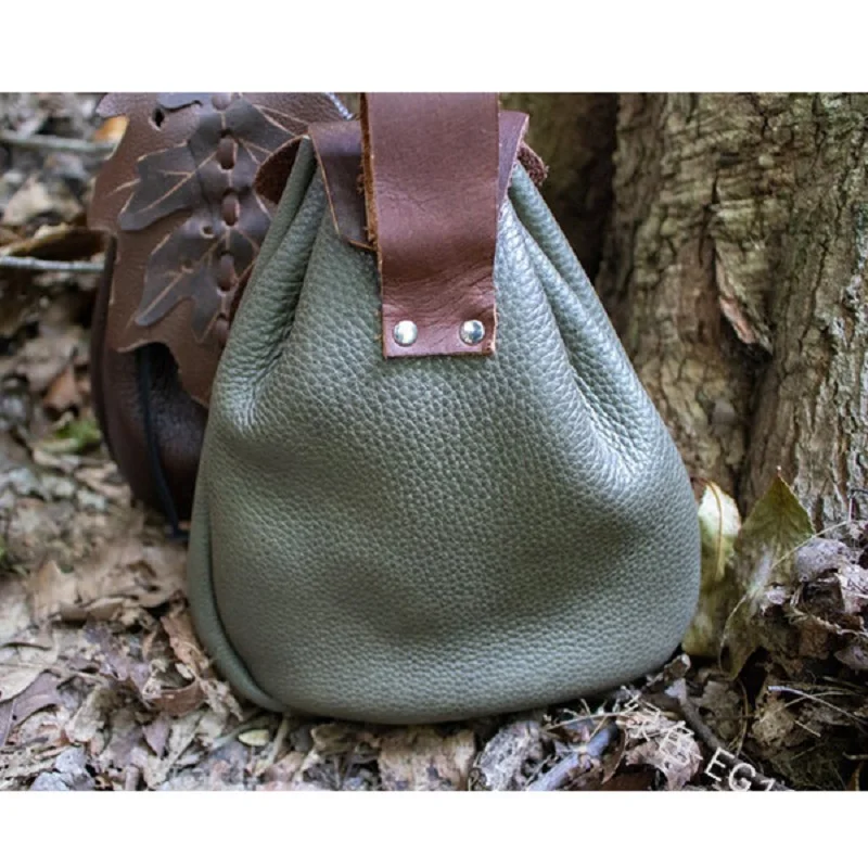 Bolsa Europeia Medieval Cinto para Mulheres, Padrão Folha de Couro, Pixie Elf, Bolsas de Bolso Vintage, Acessório Traje