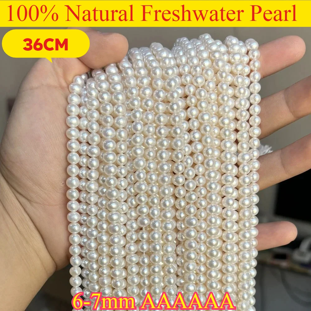 AAAAAA 6-7mm High Quality Natural Freshwater Pearl Near Round Semi-finished Loose Beads for Jewelry Making DIY Necklace Bracelet