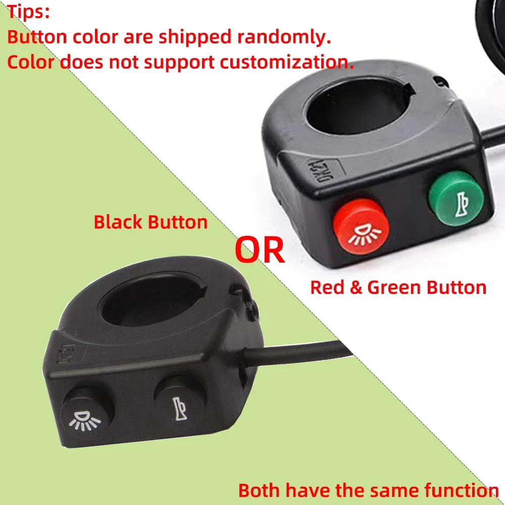 Electric Scooter Headlight Horn 2-in-1 Pushbutton Switch for Electric Bicycle Motorcycle E-bike