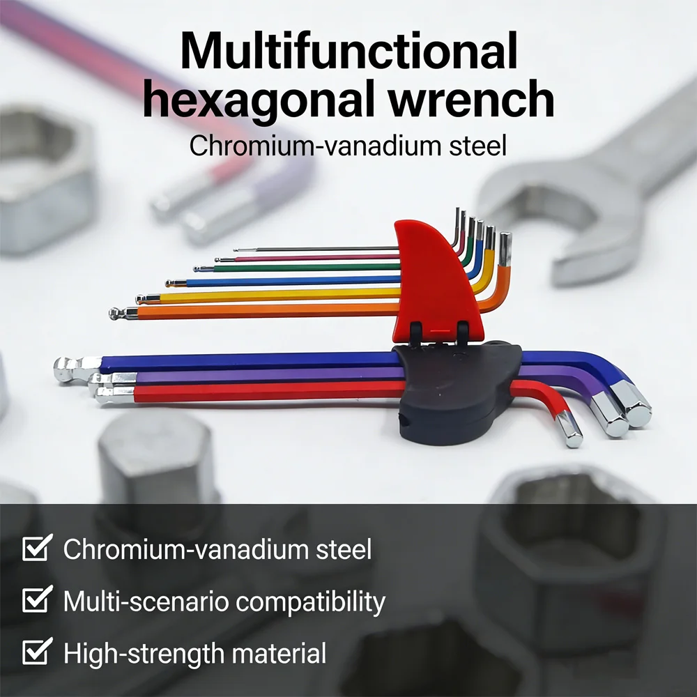 

Набор ключей для винтов Allen, 9 шт., длинные шестигранные ключи от 1,5 мм до 10 мм, ручные инструменты для ремонта велосипедов