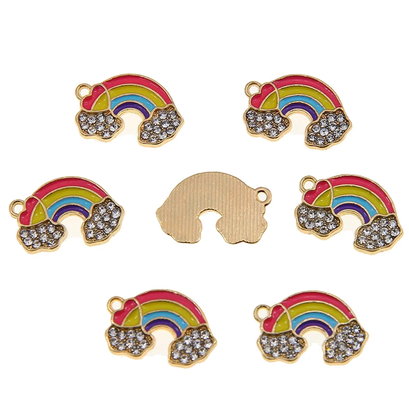 50pcs/lot 18*13mm Enamel Rainbow Cloud Charms for Jewelry Findings DIY Colorful Charms Necklaces Pendants Earrings Making