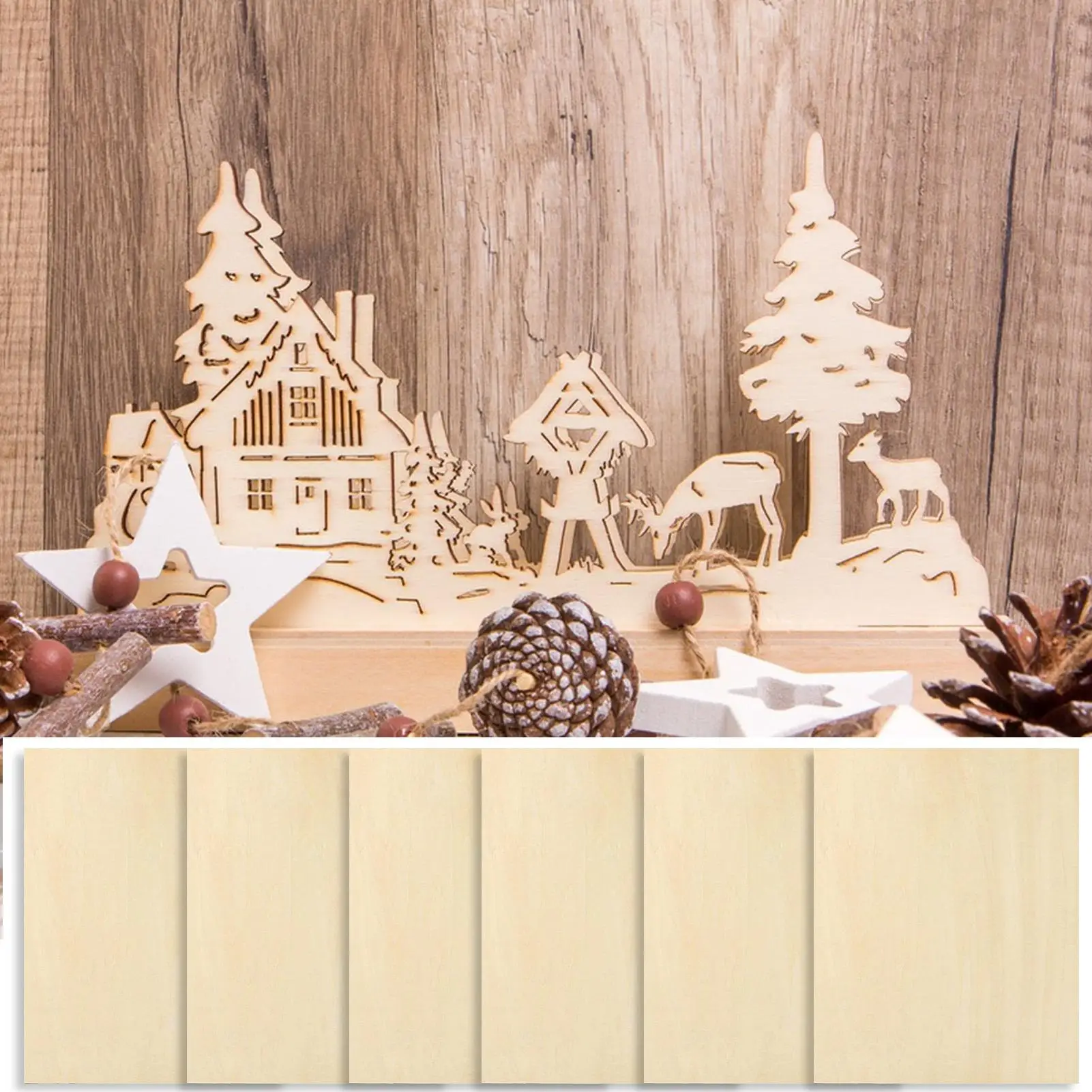 Feuilles de contreplaqué en bois inachevé, 6 pièces, gravure artisanale inachevée, Arts de coupe Cnc pour modèles architecturaux, projets de loisirs Mini