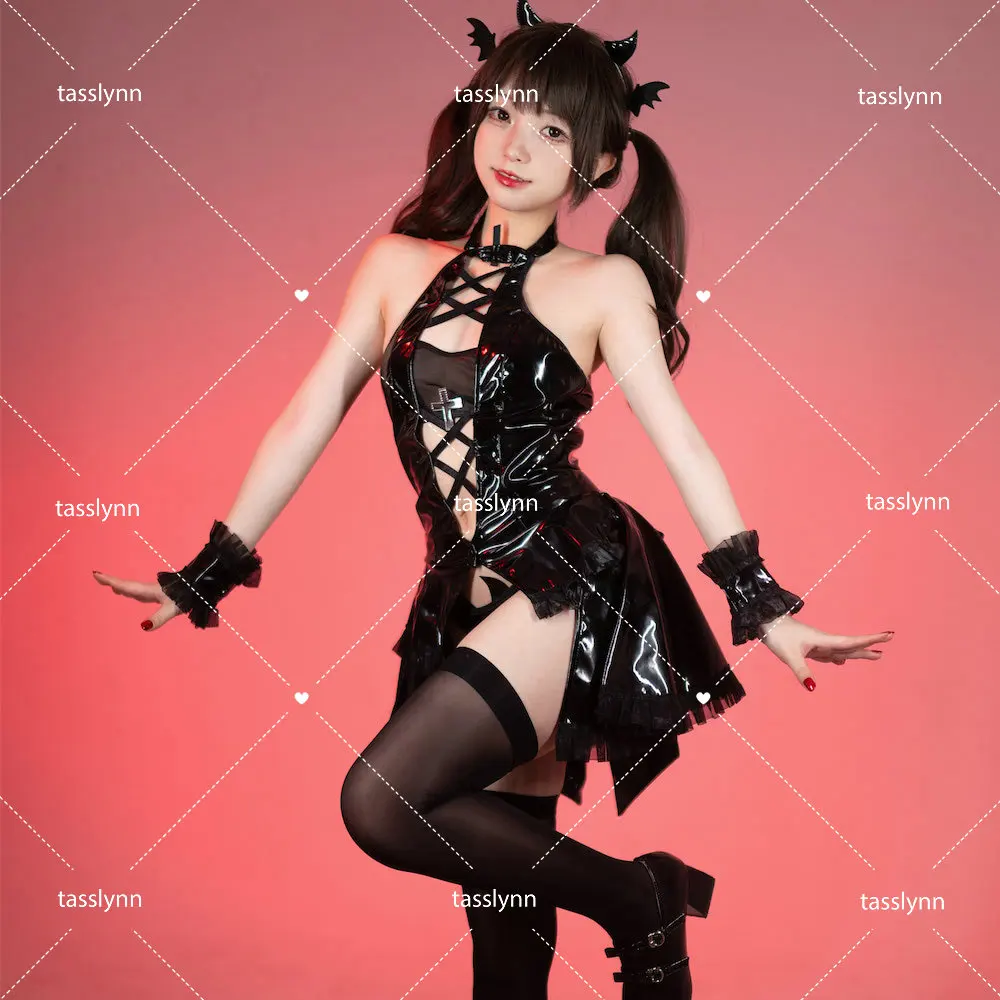 

Dark Sexy Patent Leather Little Devil Cosplay Costumes Original Sexy Dress for Women Enchanting Demons Halloween Cos Dark Series