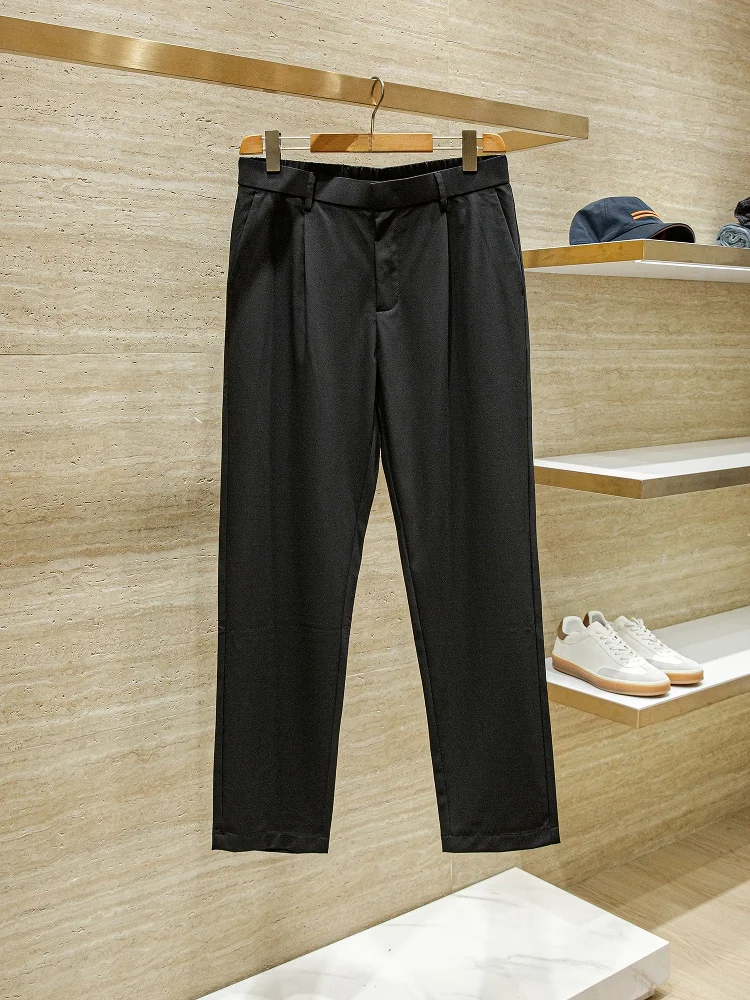 

Anti-Wrinkle Elastic Acetate Fiber Blend Comfortable Retro Style Men's High-End Casual Pants Straight Leg Fashion Urban Sprin...
