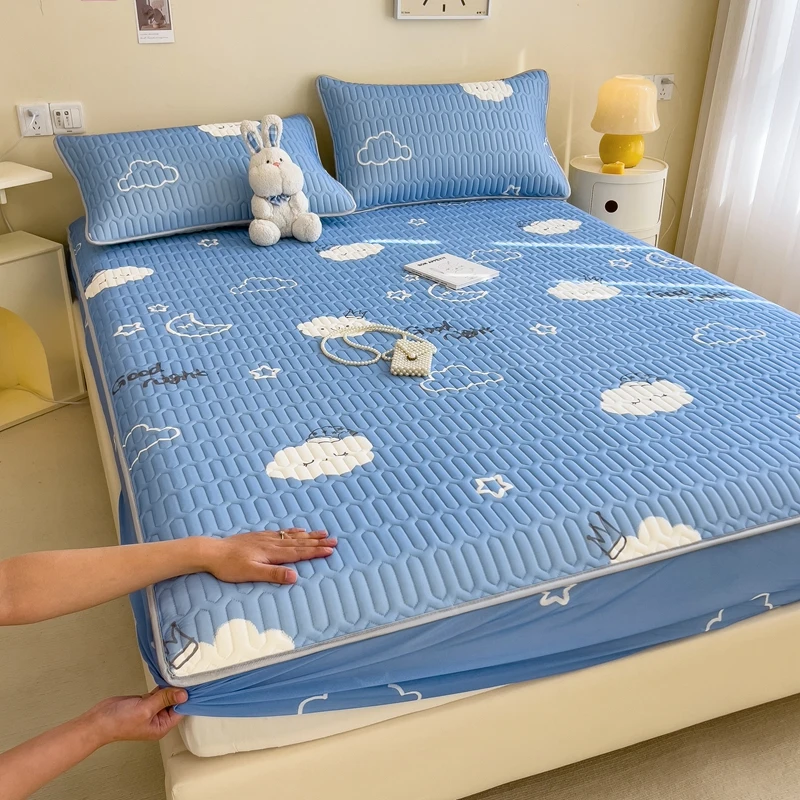 

New Printed Cartoon Latex Mat Bed Cover Cool But Not Cold Single Does Not Include Pillowcase with Elastic Single Sheet Fitted