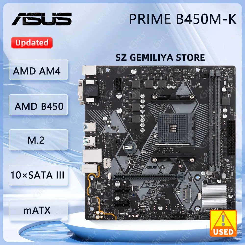 Placa base ASUS PRIME B450M-K AMD B450 AM4 para Ryzen 5600 3600 5800X3D CPU DDR4 M.2 SATA III HDMI Micro ATX