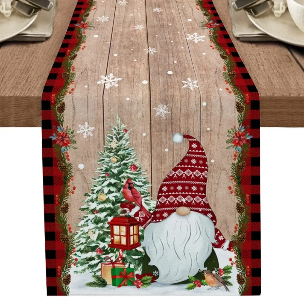 Árvore de natal boneco de neve corredores de mesa cozinha mesa de jantar decoração fazenda navidad natal corredores de mesa de linho decoração de casamento
