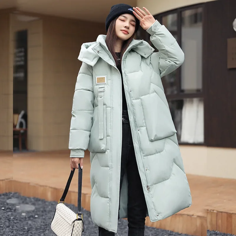 New 2024 Winter Women Jacket Long Parkas Female Down Cotton Hooded Overcoat Thick Warm Jackets Windproof Casual Loose Coat