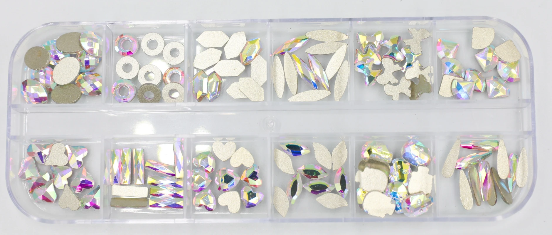 12Grid 120pcs Mix Sizes Colors Glass Crystal AB Rhinestone Stone Clear Flatback 3D glitter Nail Art Rhinestones Decorations