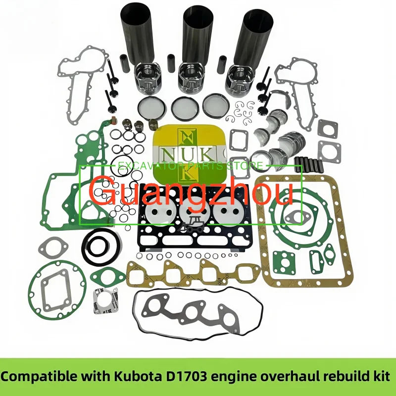 Compatible with Kubota D1703 Engine Overhaul and Rebuild Kits for Excavators, Suitable for Kubota U30-5/KX135 Models.