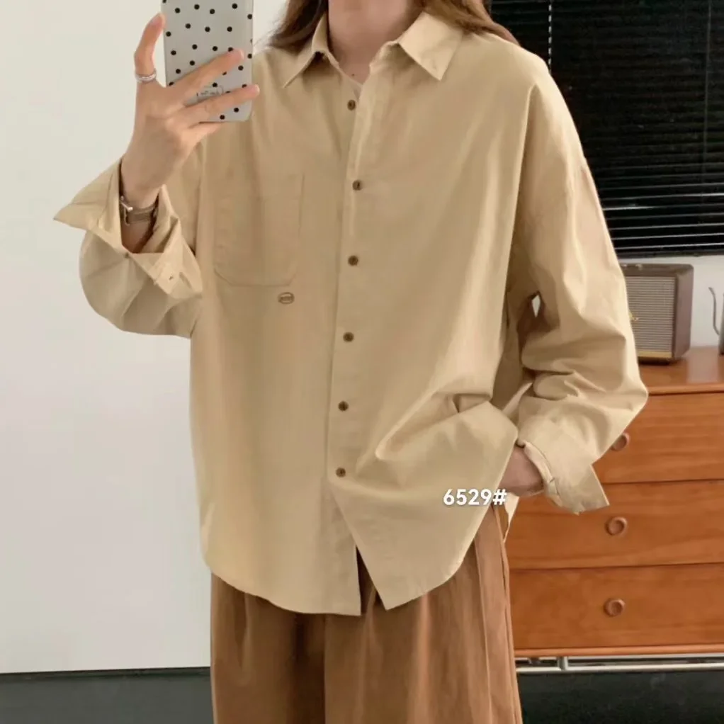 

Long-sleeved shirt 2025 spring new, niche cardigan outerwear top women's Korean casual loose shirt