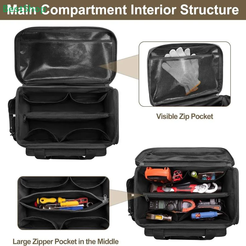 Heavy Duty Tacticals Tool Bag Non-Slip Base Multipurpose Work Organizer For Handyman Carpenter Durable Portable Tool Storage
