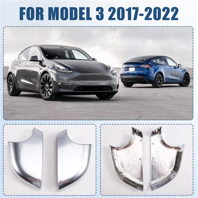 

1Pair Car Side Door Wing Rearview Mirrors Lower Cover Holder For Tesla Model 3 2017 -2022 Chrome 2287.3005 2287.3006