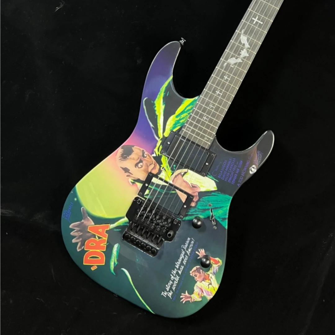 Solid Body Electric Guitar With Retro Movie Poster Graphic Finish, Double High‑Output Humbucker Pickups
