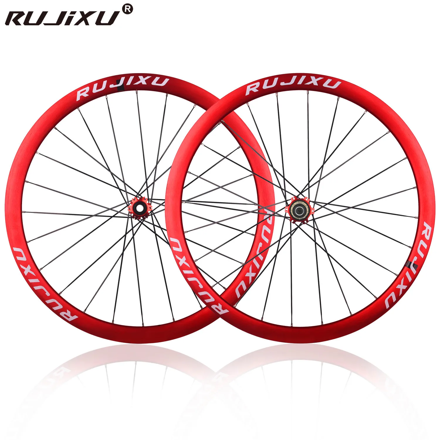 700C RUJIXU レッドリムロードバイクチューブレスディスクブレーキ