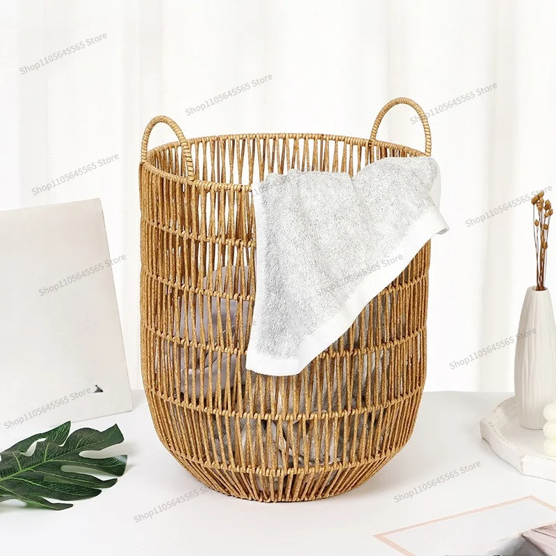For Dirty Clothes Laundry Storage Basket, Household Clothes Basket, Imitation Rattan Basket