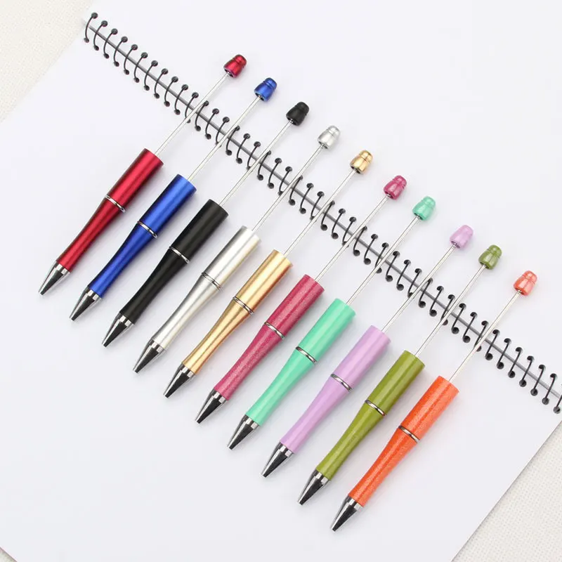 Stylo à bille perlé en plastique avec tige, encre noire, fournitures scolaires et de bureau, cadeau pour enfants, bricolage créatif, 25 pièces